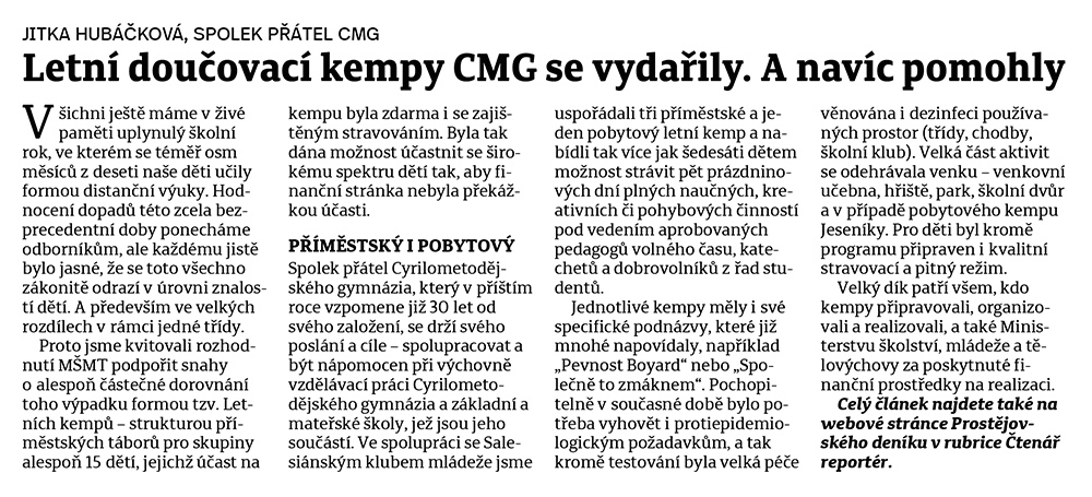 2021 10 clanek letni doucovaci kurzy se vydarily