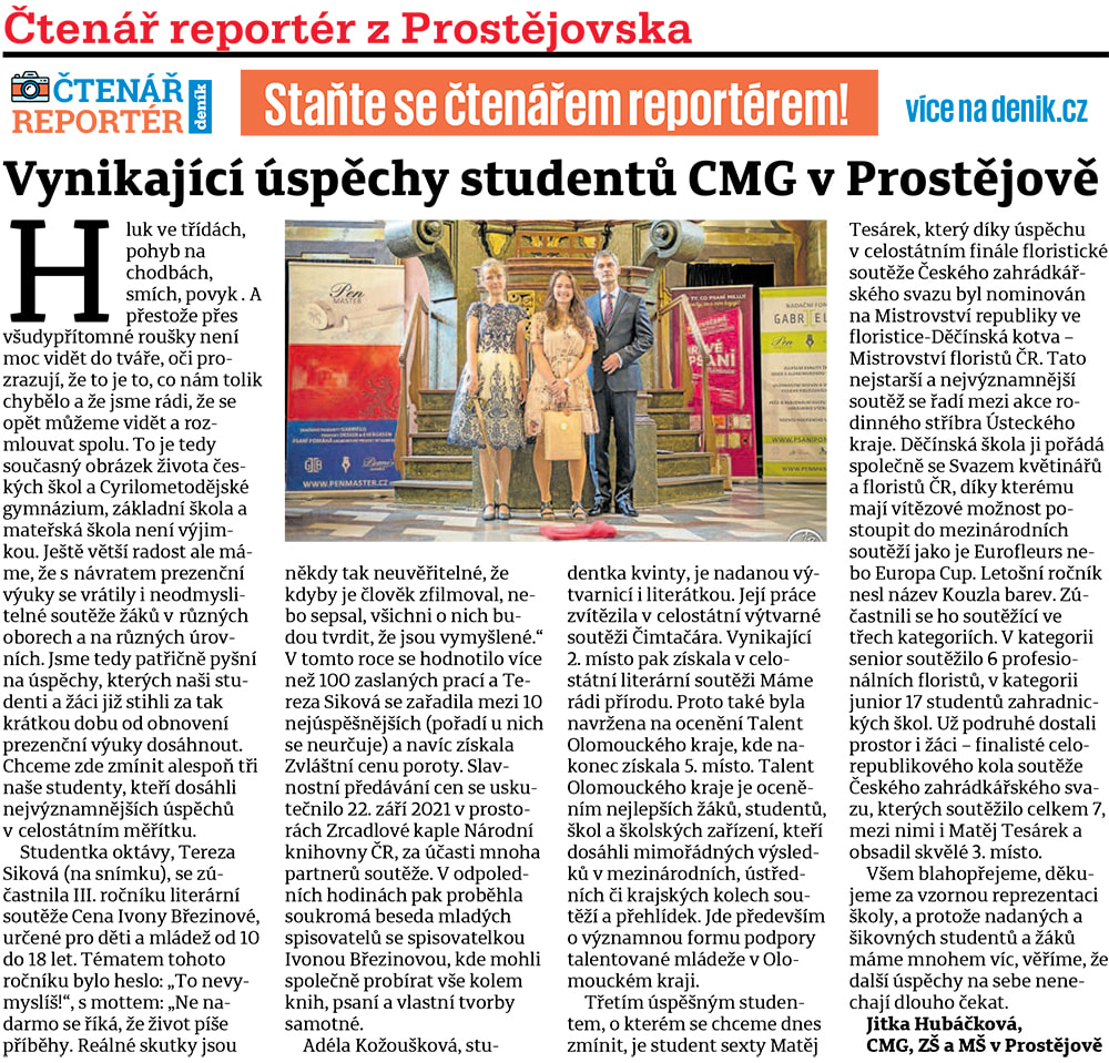 2021 11 clanek prostejovsky denik vynikajici uspechy